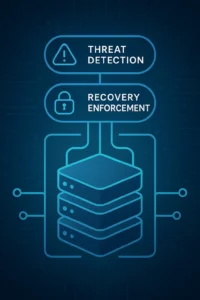 Diagram illustrating cyberstorage architecture with built-in threat detection and recovery enforcement